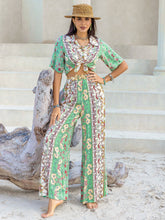 Load image into Gallery viewer, Printed Half Sleeve Top and Wide Leg Pants Set