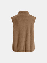 Load image into Gallery viewer, Full Size Fuzzy Zip Up Vest Coat with Pockets