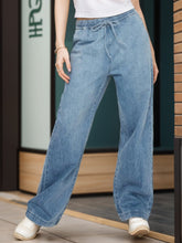 Load image into Gallery viewer, Drawstring Straight Jeans with Pockets