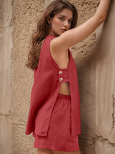 Load image into Gallery viewer, Full Size Button Up Top and Shorts Set