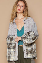 Load image into Gallery viewer, POL Balloon Sleeve Floral Color Block Plaid Shirt