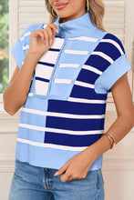 Load image into Gallery viewer, Striped Half Zip Sweater Vest