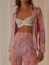 Load image into Gallery viewer, Printed Collared Neck Long Sleeve Top and Pants Lounge Set