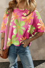 Load image into Gallery viewer, Flower Printed Boat Neck Half Sleeve T-Shirt