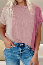Load image into Gallery viewer, Color Block Round Neck Short Sleeve T-Shirt