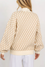 Load image into Gallery viewer, Diamond Pattern Mock Neck Long Sleeve Sweater