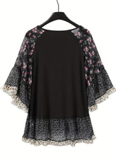 Load image into Gallery viewer, Full Size Frill Printed Round Neck Half Sleeve Blouse