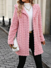 Load image into Gallery viewer, Heart Open Front Hooded Fuzzy Coat
