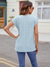 Load image into Gallery viewer, Textured Round Neck Cap Sleeve T-Shirt