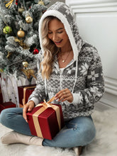 Load image into Gallery viewer, Drawstring Snowflake Zip Up Hooded Outerwear