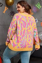 Load image into Gallery viewer, Plus Size Contrast Round Neck Long Sleeve Sweater
