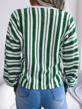 Load image into Gallery viewer, Striped Lace-Up Long Sleeve Sweater