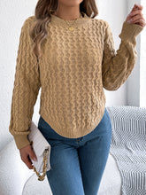 Load image into Gallery viewer, Asymmetric Hem Round Neck Long Sleeve Sweater