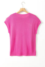 Load image into Gallery viewer, Crochet Flower Round Neck Cap Sleeve Sweater