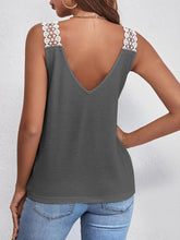 Load image into Gallery viewer, Lace Detail Waffle-Knit V-Neck Tank