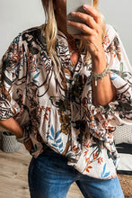 Load image into Gallery viewer, Printed Notched Flounce Sleeve Blouse