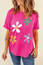Load image into Gallery viewer, Flower Round Neck Short Sleeve T-Shirt