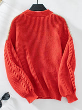 Load image into Gallery viewer, Contrast Round Neck Long Sleeve Sweater