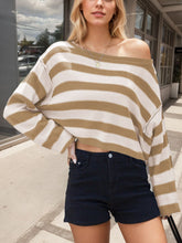 Load image into Gallery viewer, Striped Dropped Shoulder Long Sleeve Sweater