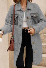 Load image into Gallery viewer, Collared Neck Long Sleeve Longline Teddy Jacket