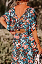 Load image into Gallery viewer, Tied Printed Round Neck Half Sleeve Dress