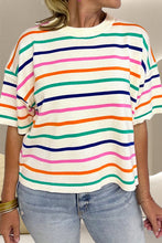 Load image into Gallery viewer, Striped Round Neck Half Sleeve Knit Top