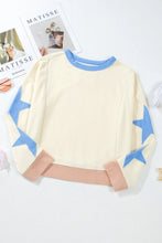Load image into Gallery viewer, Star Contrast Round Neck Long Sleeve Sweatshirt