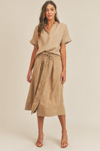 Load image into Gallery viewer, MABLE Short Sleeve Top and Button Down Midi Skirt Set