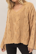 Load image into Gallery viewer, HYFVE Cable Knit V-Neck Sweater