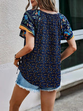 Load image into Gallery viewer, Printed Tie Neck Short Sleeve Blouse