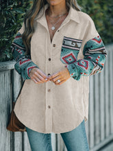 Load image into Gallery viewer, Perfee Pocketed Geometric Collared Neck Shacket
