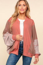 Load image into Gallery viewer, Haptics Zip Up Color Block Bomber Jacket with Side Pockets