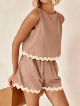 Load image into Gallery viewer, Contrast Rickrack Trim Sleeveless Top and Shorts Set