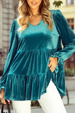 Load image into Gallery viewer, Peplum V-Neck Flounce Sleeve Blouse