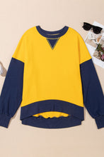 Load image into Gallery viewer, Color Block Round Neck Long Sleeve Sweatshirt