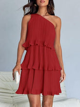 Load image into Gallery viewer, Layered Single Shoulder Mini Dress
