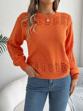 Load image into Gallery viewer, Openwork Round Neck Long Sleeve Sweater