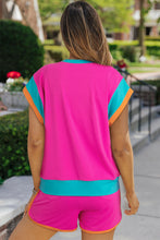 Load image into Gallery viewer, Contrast Round Neck Top and Shorts Set