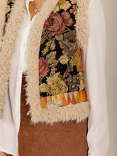 Load image into Gallery viewer, Embroidered Fuzzy Trim Open Front Vest Coat
