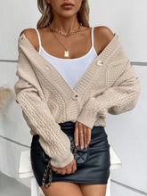 Load image into Gallery viewer, Cable-Knit Round Neck Button Up Cardigan