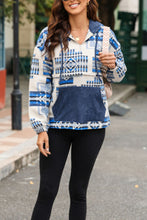 Load image into Gallery viewer, Geometric Quarter Zip Long Sleeve Hoodie