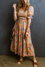 Load image into Gallery viewer, Smocked Printed Short Sleeve Dress