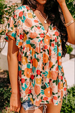 Load image into Gallery viewer, Printed V-Neck Short Sleeve Blouse