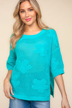 Load image into Gallery viewer, Haptics Floral Crochet Side Slit Knit Top