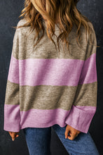 Load image into Gallery viewer, Color Block Round Neck Long Sleeve Sweater