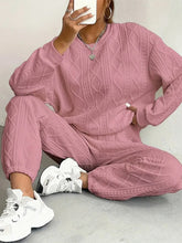Load image into Gallery viewer, Texture Round Neck Top and Pants Set
