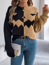 Load image into Gallery viewer, Contrast Round Neck Long Sleeve Sweater
