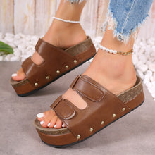 Load image into Gallery viewer, PU Leather Studded Platform Sandals