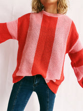 Load image into Gallery viewer, Color Block Round Neck Long Sleeve Sweater