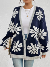 Load image into Gallery viewer, Contrast Dropped Shoulder Long Sleeve Cardigan